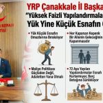 YRP Çanakkale İl Başkanı Yüzbaşı: “Yüksek Faizli Yapılandırmalar Çözüm Değil, Yük Yine Küçük Esnafın Omuzunda”