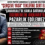 Zafer Partisi Çanakkale İl Başkanı Uslu’dan “Çerçeve Yasa” Teklifine Sert Eleştiri ; “Çanakkale’de Kanla Savunulan Egemenlik Ankara’da Pazarlık Edilemez”